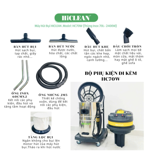 Máy hút bụi công nghiệp HiClean HC70W