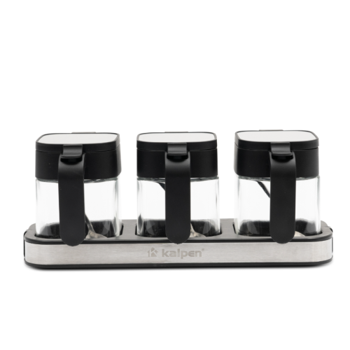 Bộ 3 hộp đựng gia vị thủy tinh Kalpen SB3