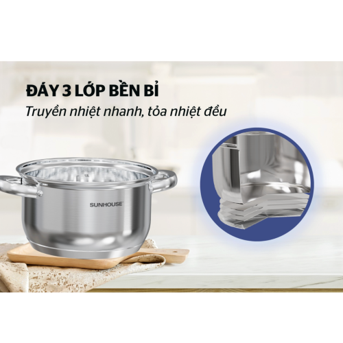 Bộ nồi Inox 3 đáy Sunhouse SHG361