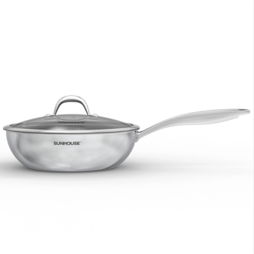 Chảo xào inox liền đáy Hybrid Sunhouse Healthy IN28M8VK