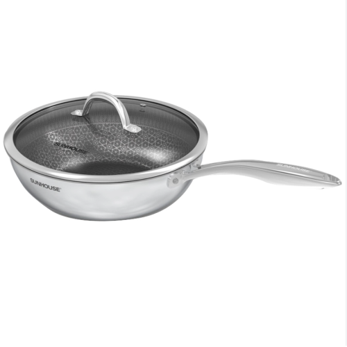 Chảo xào inox liền đáy Hybrid Sunhouse Healthy IN28M8VK