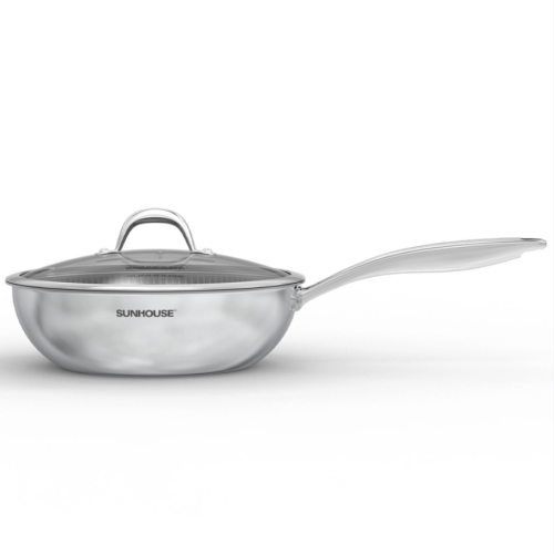 Chảo xào inox liền đáy Hybrid Sunhouse Healthy IN28M8VK