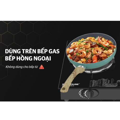 Chảo sâu chống dính vân đá Sunhouse Clover CL22S