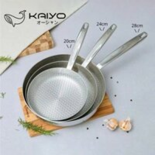 Chảo inox 304 dập nổi 3 lớp liền khối Kaiyo Embossed Silver Crown sâu lòng 24cm KIW-6735