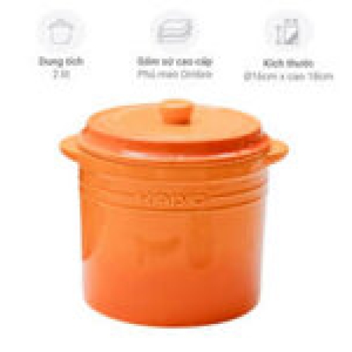 Hũ gốm sứ muối dưa cà Kaiyo Rainbow KCC-5134 dung tích 2 lít màu cam