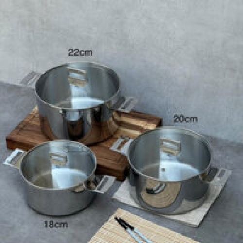 Nồi inox thân đáy liền Tri-Ply Classic Pro Kaiyo 18cm KIC-3376