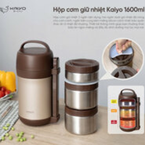 Hộp cơm giữ nhiệt inox 304 Kaiyo 1600ml màu ghi KVL-3949