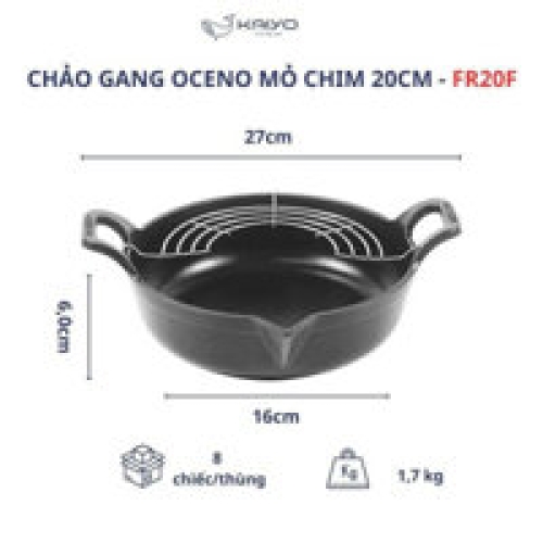 Chảo gang mỏ chim Oceno 24cm kèm giá gác inox OFR-1259