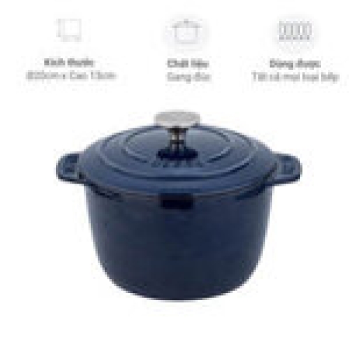 Nồi gang Oceno CR20HNAVY – Nồi gang phủ men sứ cao cấp 20cm màu xanh Navy