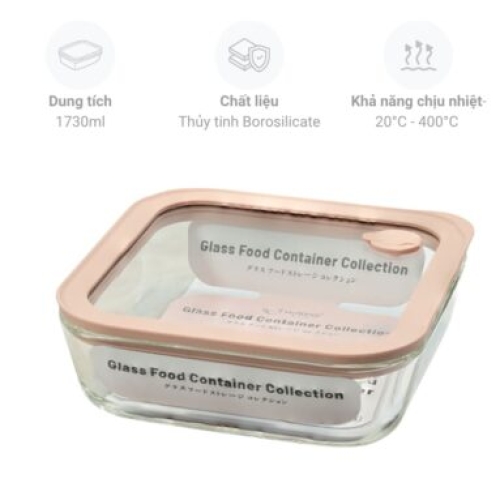 Hộp đựng thực phẩm Kaiyo KFC-5257 1730ml - Thủy tinh Borosilicate cao cấp, chịu nhiệt vượt trội
