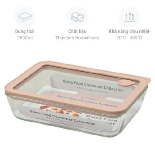 Hộp đựng thực phẩm thủy tinh Kaiyo KFC-5288 2600ml